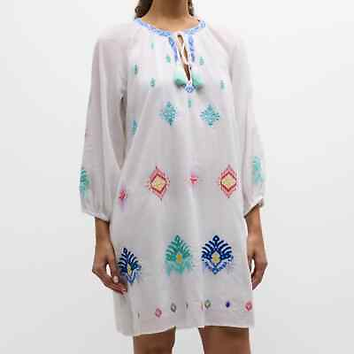 #ad Tommy Bahama Watercolor Embroidered Ikat Split Neck Tunic Beachy Dress Size XL $45.00
