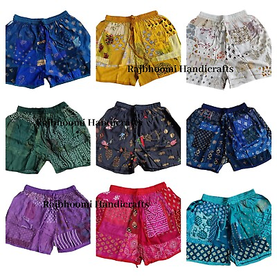 #ad Women Rayon Patchwork Boho Short Pockets Bohemian Gypsy Assorted Patches Shorts $19.99