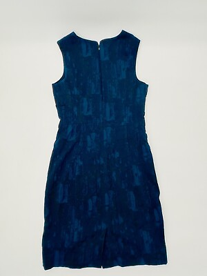 #ad MM. Lafleur The Shirley in Blue Black Brush Jacquard Sheath Dress 6 $35.00