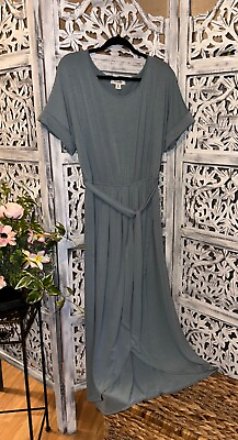 #ad #ad womens short sleeved blue grey maxi dress xl $32.00