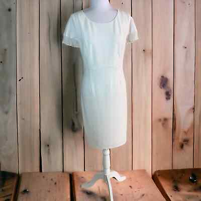 #ad New Glamour Flutter Sleeve Sheath Party Dress Knee Length Zip Ivory Size 14 $30.10