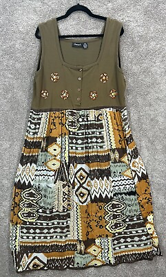 #ad Cassees Dress Womens 2X Maxi Multicolor Embroidered Floral Sleeveless Pullover $19.99