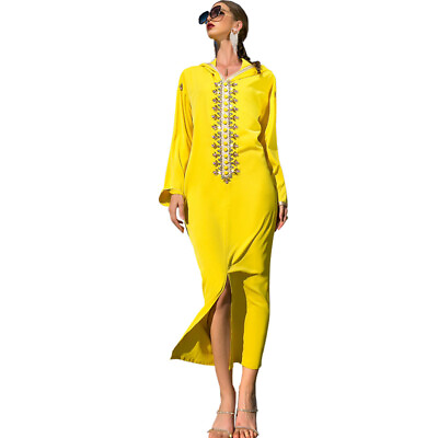 #ad Muslim Women Abaya Long Sleeve Maxi Dress Dubai Kaftan Islamic Party Abayas Gown $57.29