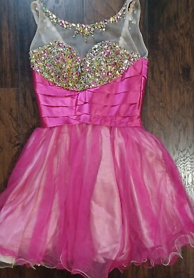 #ad JUNIOR GIRLS FLARED PARTY DRESS W BEADS amp; SEQUINS amp; PADDED BRA RUFFLES SIZE S $24.90