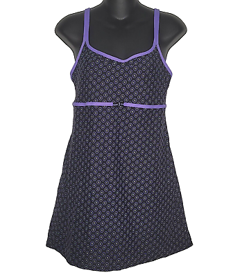 #ad Nautica Womens Swim Dress Swimsuit Size 14 Purple Black Swimsuit One Piece Skirt $22.99