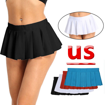 #ad US Women#x27;s Sexy Schoolgirl Mini Skirt Lingerie Pleated Skirt Cosplay Costumes $12.02