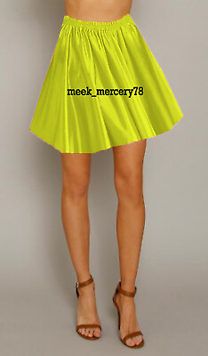 Sexy Short Skirt Women Yellow Green Mini Skirt Casual Wear Satin Party Wear S11 $15.75
