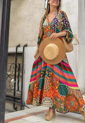 #ad Multicolor Printed Bohemian Maxi Dress $32.99