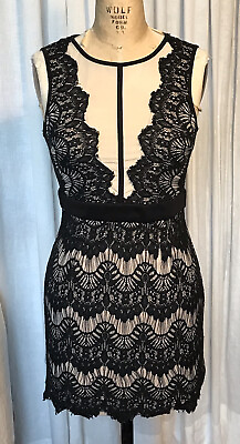 #ad Charlotte Russe Womens Blk Stretch Lace Cocktail Event Dress Sz S pre owned $19.99