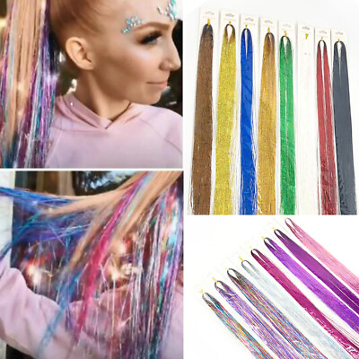 #ad Women Hair Extension Tinsel Glitter Bling Twinkle Shiny Party Hair Styling Tool $3.48