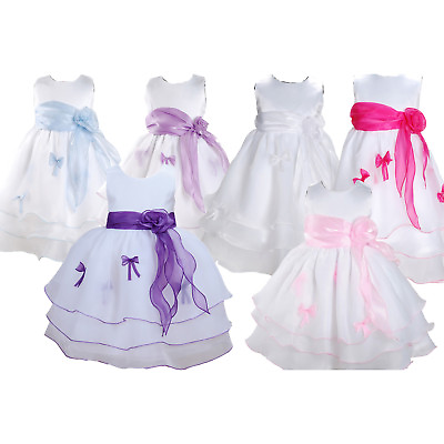 #ad Baby Girl Party Dress Flower Girl Blue Pink Lilac Purple 0 3 to 12 18 months GBP 18.99