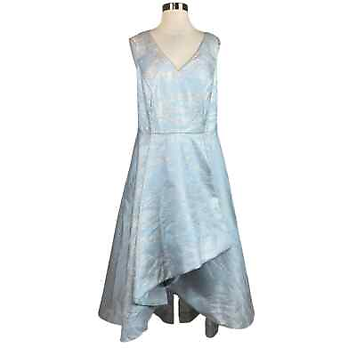 Adrianna Papell Women#x27;s Cocktail Dress Blue Metallic Fit and Flare Size 14W $69.99