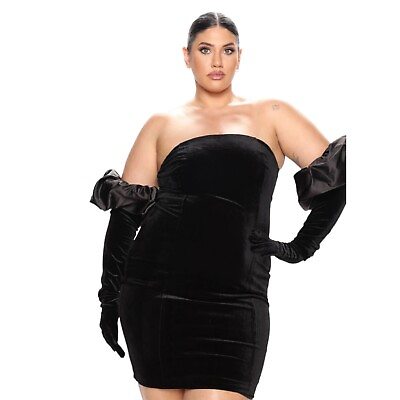 #ad Fashion Nova Black Velvet Sleeveless Velvet Mini Cocktail Dress Plus Size 3X $34.20