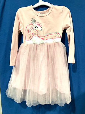 Unicorn Tutu Dress Pink White Silver Sparkles size 5 6 $9.99