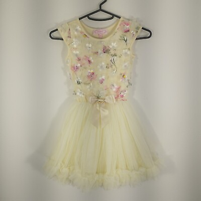 Popatu Girls Dress Sleeveless Baby Floral Light Weight Butter Cream Size 5 6 $14.99