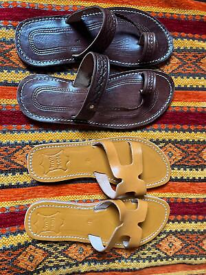 #ad Handmade Genuine Leather Sandals Set For Couples Home Boho Shoes Summer Slippers $59.99