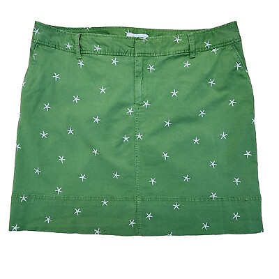 #ad Womens Cotton Spandex Mini Skirt Plus Size 18W Green Embroidered Starfish Beach $29.00