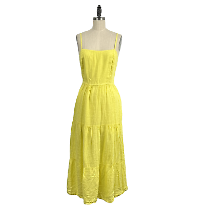 #ad Lungo L’arno Sun Dress Size Large 100% Linen Beach Lagenlook Yellow $44.99