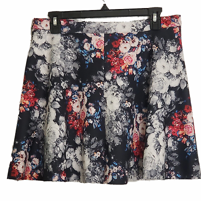 #ad Abercrombie amp; Fitch Short Skirt Women#x27;s Black Floral A Line Zip Closure Medium $17.99