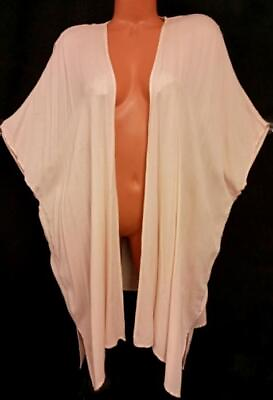 #ad *Forever 21 pink thin see through women#x27;s kimono sleeve open cardigan top M L $14.99