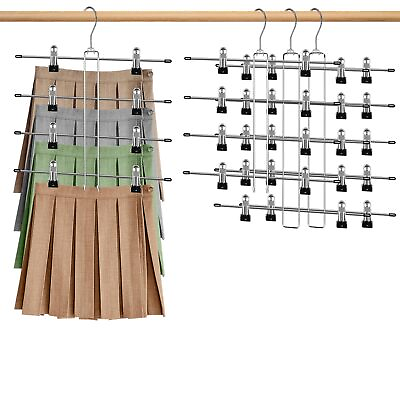 #ad Skirt Hangers Space Saving 4 Tier amp; 5 Tier Skirt Hangers with Clips 4PCS i... $29.03