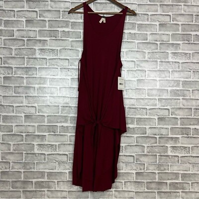 We the Free NWT Soft Stretch Oversize Sleeveless Wrap Tie Front Burgundy Dress L $13.83