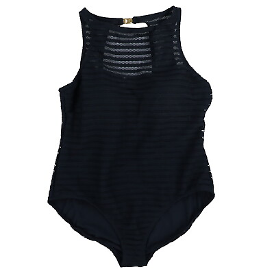 #ad Lauren Ralph Lauren One Piece Swimsuit Plus Size Swim Black Mesh Bathing Suit $34.99