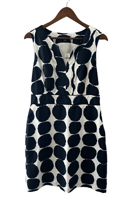 #ad Banana Republic Woman#x27;s White and Navy Blue dotted Cocktail Dress 12 NWT $49.99