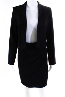 #ad ABS by Allen Schwartz Womens Faux Wrap Skirt Suit Black Size 4 2 $34.81