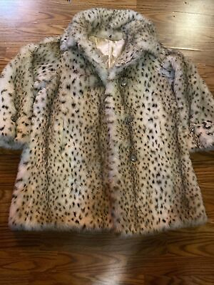 #ad Vintage Women’s Sears Leopard Faux Fur Coat Size 10 Button 60s $69.99