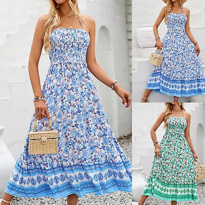 #ad Women Summer Dresses Casual Sleeveless Maxi Dresses Boho Cute Floral Long Dress $36.76