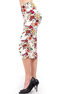 #ad Floral Below Knee Pencil Skirt in Sizes Small Medium or Large by New Mix $25.99