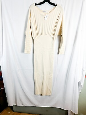 #ad #ad Wynn Hamlyn Womens Cream Knit Maxi Dress #XS $210 $59.99
