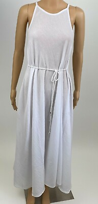 #ad White by Nature Women#x27;s 100% Cotton Sleeveless Long Beach Dress White M NWT $31.99