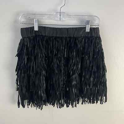 #ad Antwelfth Black Fringe Mini Faux Leather Skirt Women#x27;s L $23.00