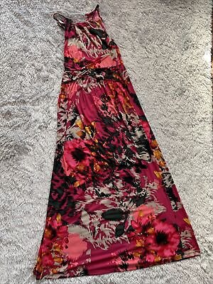 London Times Maxi Dress Size 6 Floral Tropical Floral Long Sleeveless Stretch $18.97