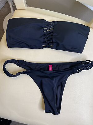 #ad Victoria Secret Black Net Bikini Beach Cruise Strapless Size S P $43.99