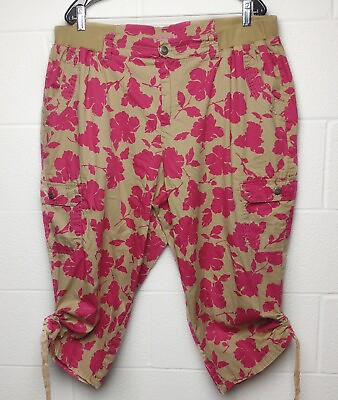 #ad Woman Within Jeans Womens Capri Pants Plus Petite 22W Pull On Floral Ruched Leg $10.00