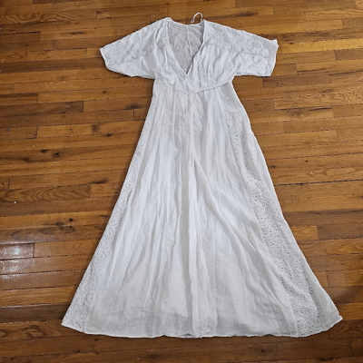#ad Zara Ivory White Embroidered Boho Maxi Dress Size M $33.00