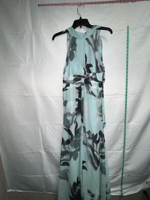 Adrianna Papell Turquoise Floral Maxi High Neck Gown Size 6P NWOT STAIN $45.00