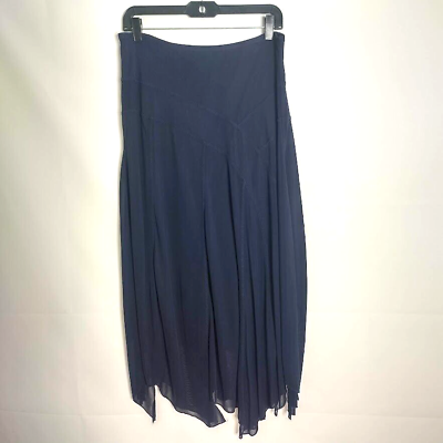 #ad Chico#x27;s Skirt size 1 Navy slinky Handkerchief Hem A Line Flowy skirt Length36quot; $29.00