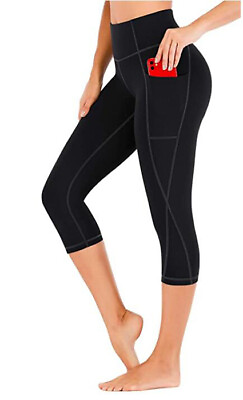 High Waisted Yoga Pants for Women with Pockets Capris for Women Yoga Pants $11.99