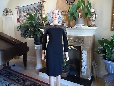 #ad Carolina Herrera Black Cocktail Dress w Lace Embellish Detail Size 2 $250.00