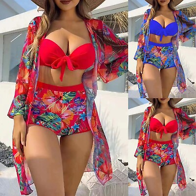 #ad Women Bikini Swimsuit High Waisted Plus Size High Cut Beachwear $22.79