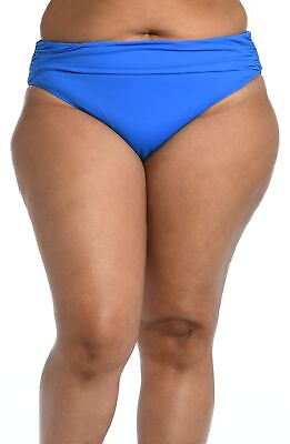 #ad MSRP $61 La Blanca Women#x27;s Shirred Band Hipster Bikini Bottom Blue Size 12 $15.11