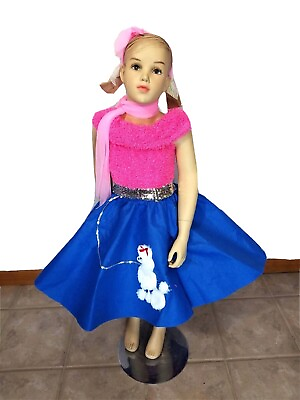 #ad Sock Hop Child Medium Dance Costume 50#x27;s Poodle Skirt Top Crinoline Briefs Scarf $24.95