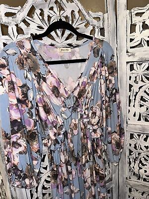 Women’s Light Blue Floral Print Ruffle Maxi Dress $40.00
