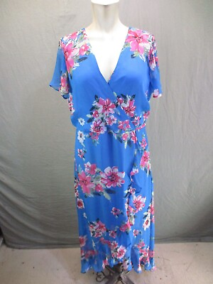 #ad Kensie Size S Womens Multicolor Floral V Neck Back Zip Maxi Dress 5BL18 $19.99
