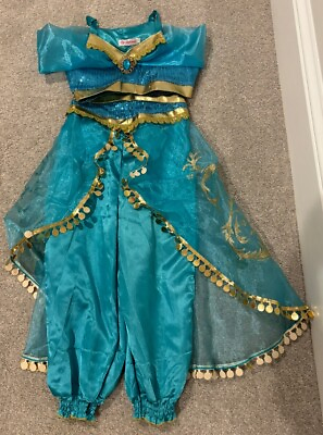 #ad Girls Princess Jasmine Costume Halloween Party Dress Up for girl With Crown Wand $28.99