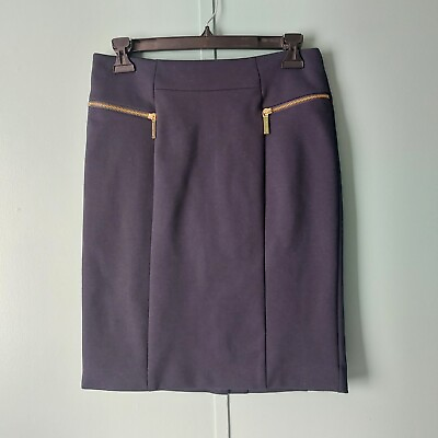 #ad MICHAEL KORS Pencil Skirt Women#x27;s Size 4 Black Knee Length Gold Zippers $13.99